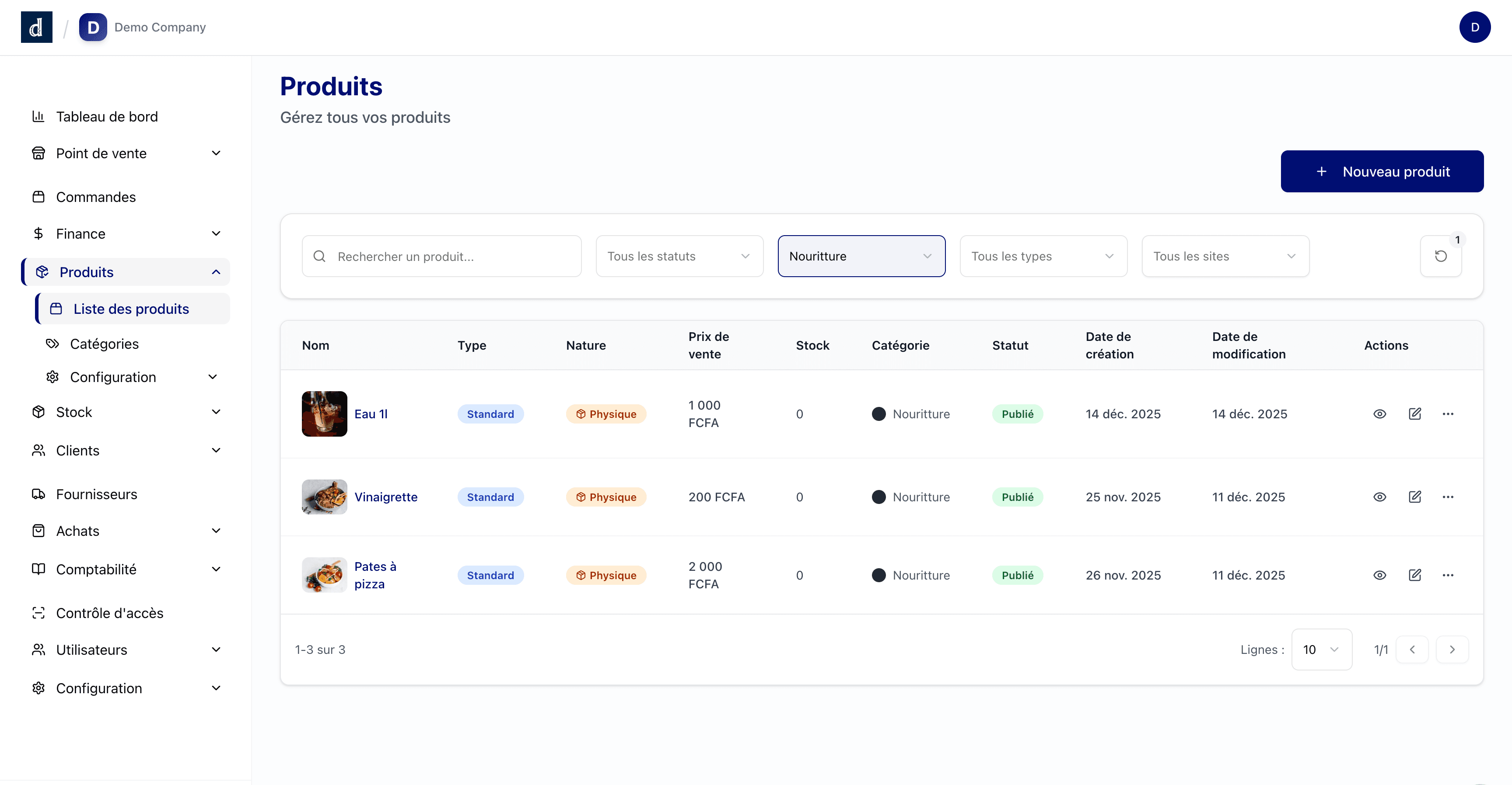Gestion des produits DODJI